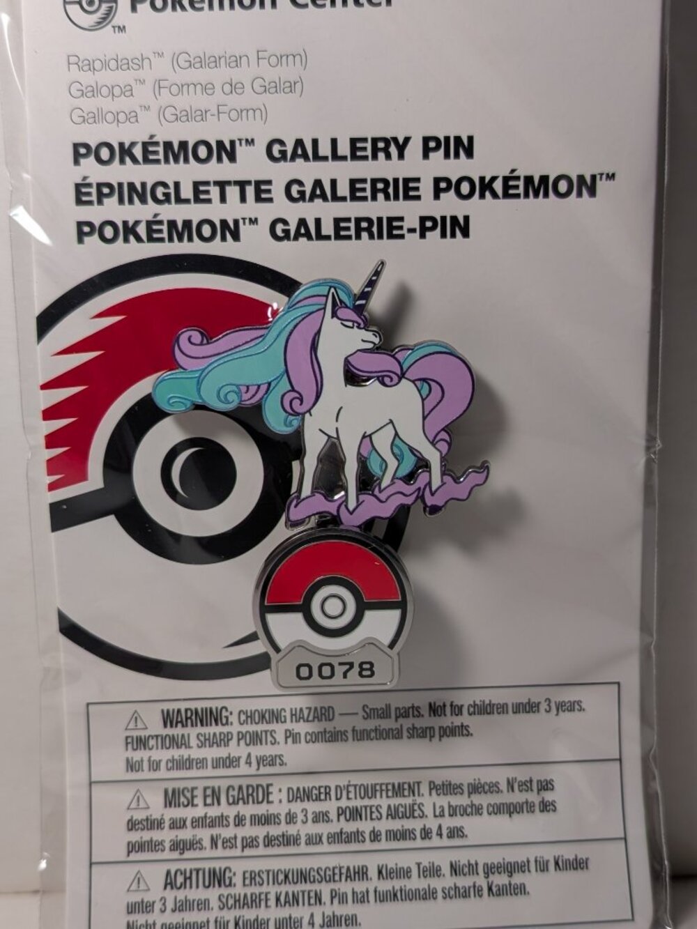 Pokemon Galarian Rapidash Enamel Pin Official Nintendo Standing Pin Badge